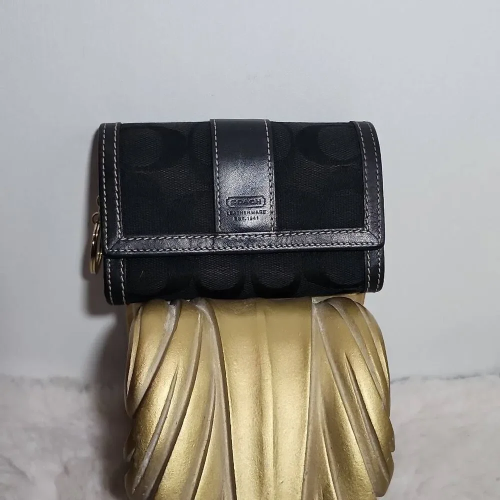 Coach Signature Jacquard Hampton small wallet with keychain Y2K-ERA